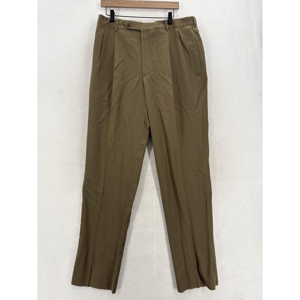 Corbin Lanyard II Dress Pants Mens 36x38 Brown Wool Classic Fit Pleated USA VTG